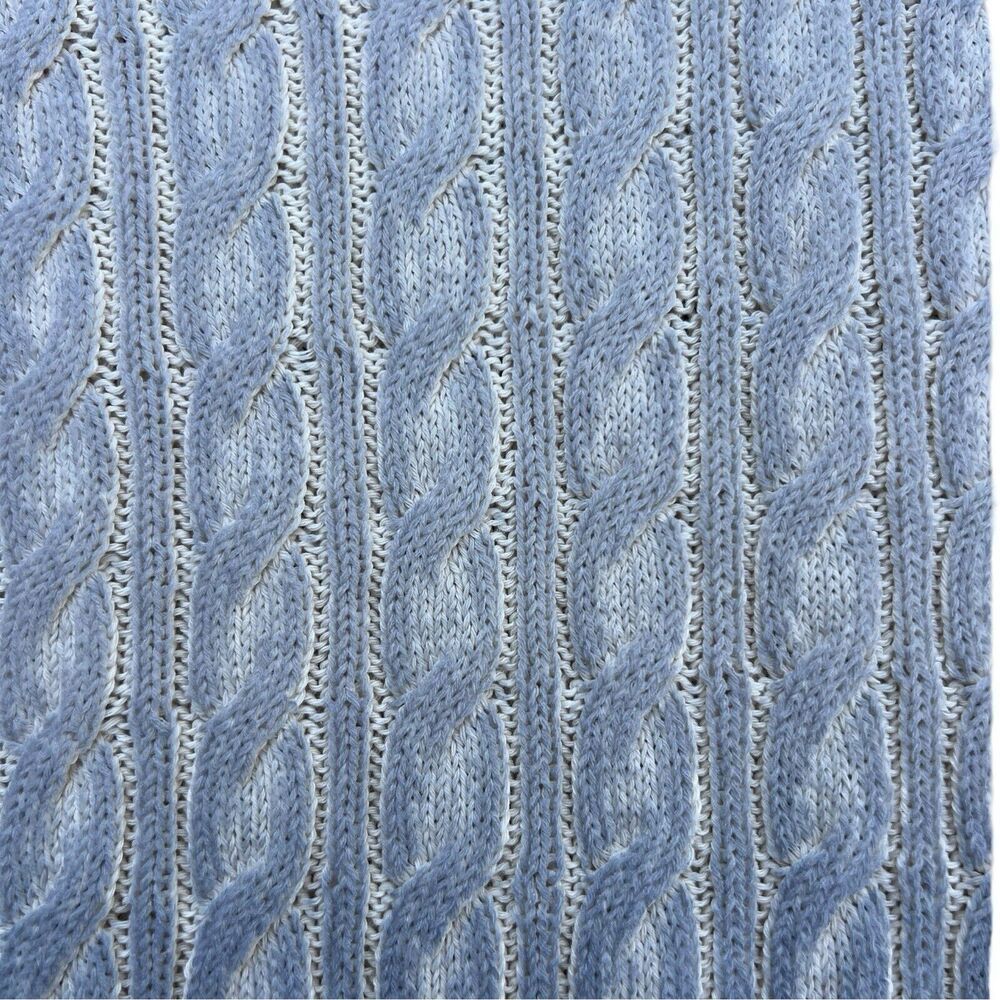 Zara Cable Knit Sleeveless V-Neck Cardigan Sweater Vest Men's Size L Light Blue - Picture 5 of 5